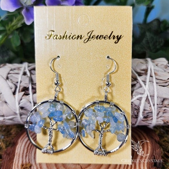 Cricket's Crystals Jewelry - Blue Quartz Tree of Life Earrings #9